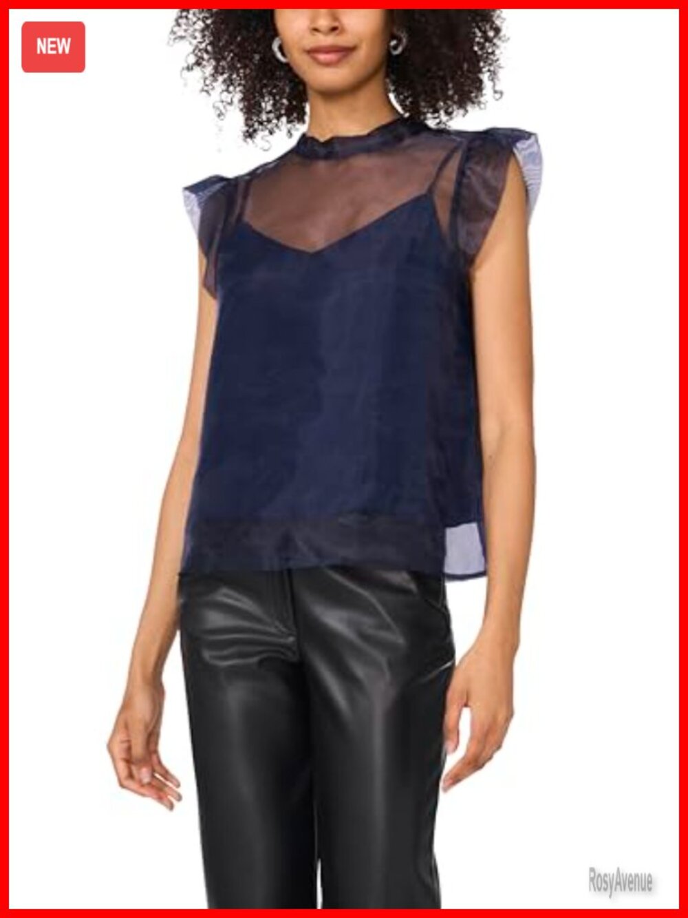 High Neck Ruffle Sleeve Tank Top